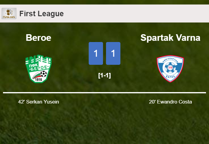 Beroe and Spartak Varna draw 1-1 on Thursday