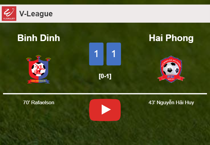 Binh Dinh and Hai Phong draw 1-1 on Tuesday. HIGHLIGHTS