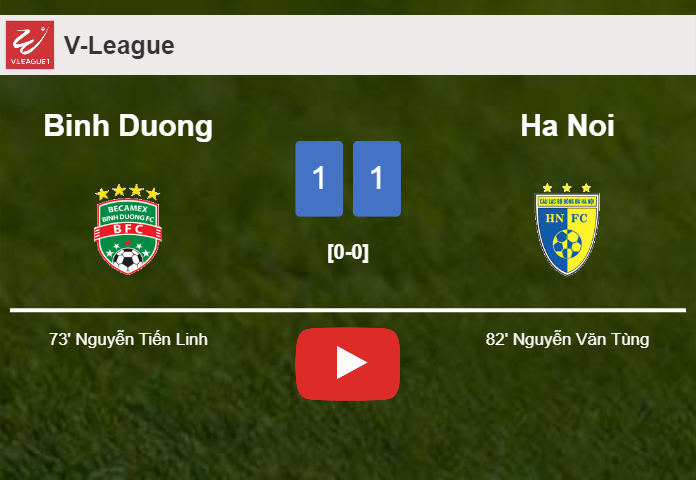 Binh Duong and Ha Noi draw 1-1 on Saturday. HIGHLIGHTS