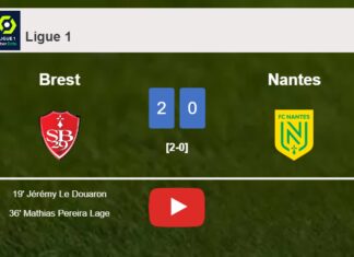 Brest tops Nantes 2-0 on Wednesday. HIGHLIGHTS