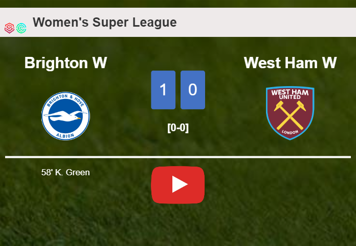 Brighton overcomes West Ham 1-0 with a goal scored by K. Green. HIGHLIGHTS
