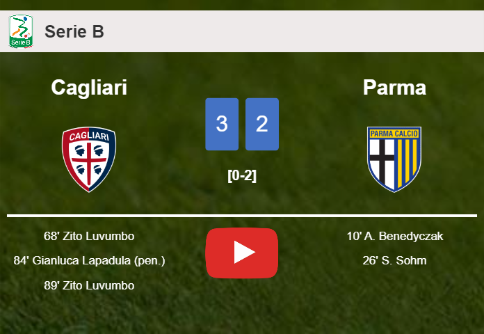 Cagliari beats Parma 3-2 with 2 goals from Z. Luvumbo. HIGHLIGHTS