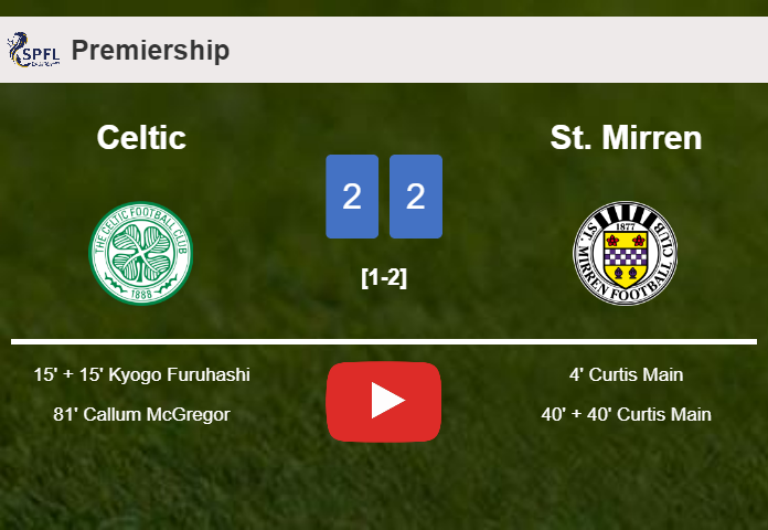 Celtic and St. Mirren draw 2-2 on Saturday. HIGHLIGHTS
