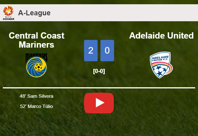 Central Coast Mariners tops Adelaide United 2-0 on Saturday. HIGHLIGHTS