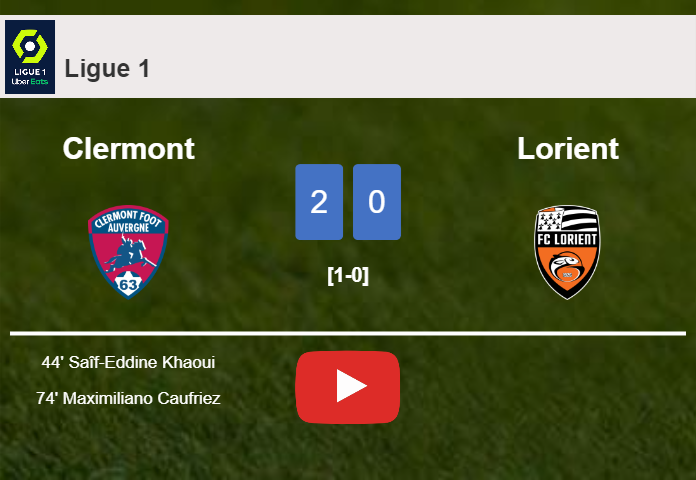Clermont overcomes Lorient 2-0 on Saturday. HIGHLIGHTS