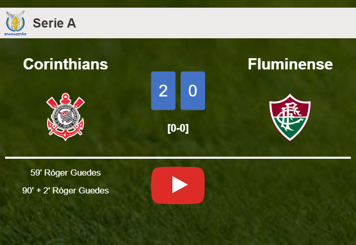 R. Guedes scores a double to give a 2-0 win to Corinthians over Fluminense. HIGHLIGHTS