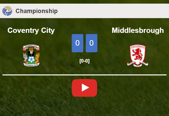 Coventry City draws 0-0 with Middlesbrough on Sunday. HIGHLIGHTS