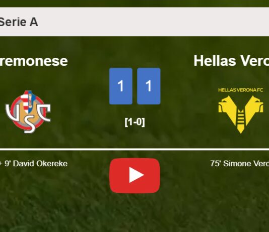 Cremonese and Hellas Verona draw 1-1 on Sunday. HIGHLIGHTS
