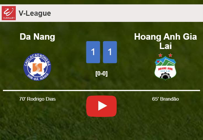 Da Nang and Hoang Anh Gia Lai draw 1-1 on Saturday. HIGHLIGHTS