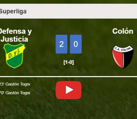 G. Togni scores 2 goals to give a 2-0 win to Defensa y Justicia over Colón. HIGHLIGHTS