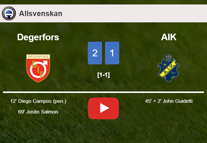 Degerfors conquers AIK 2-1. HIGHLIGHTS