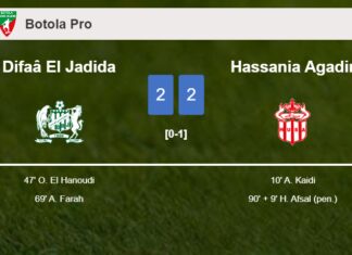 Difaâ El Jadida and Hassania Agadir draw 2-2 on Thursday