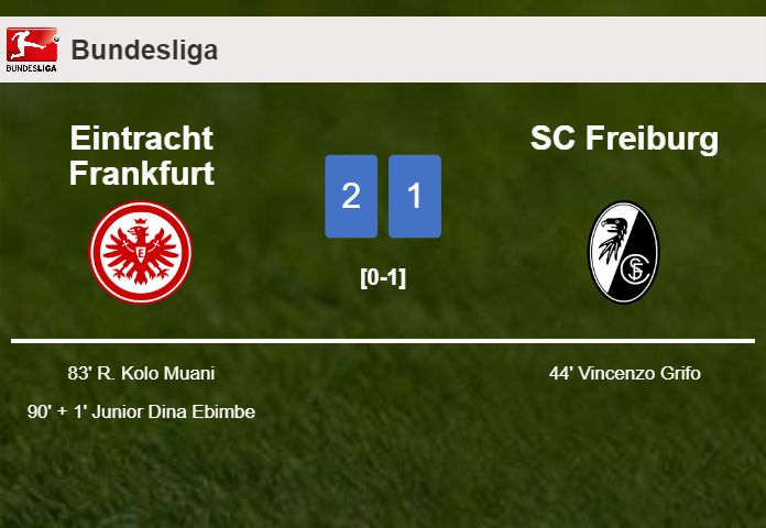 Eintracht Frankfurt recovers a 0-1 deficit to top SC Freiburg 2-1