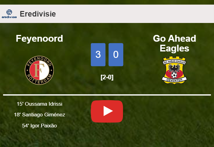 Feyenoord conquers Go Ahead Eagles 3-0. HIGHLIGHTS