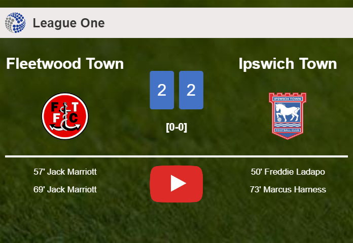 Fleetwood Town and Ipswich Town draw 2-2 on Sunday. HIGHLIGHTS
