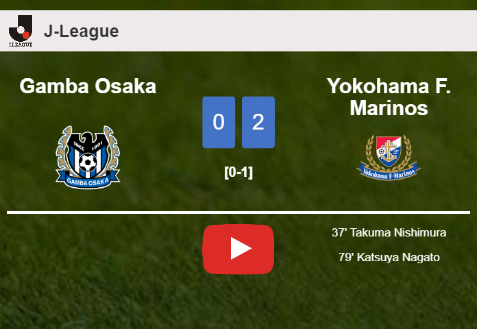 Yokohama F. Marinos defeated Gamba Osaka with a 2-0 win. HIGHLIGHTS
