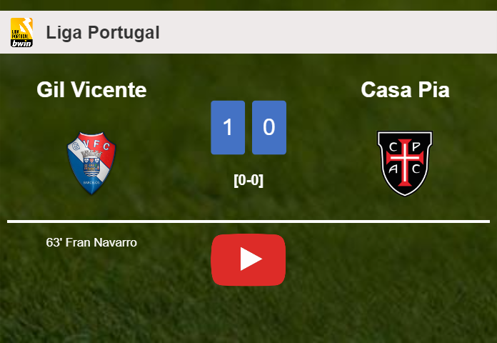 Gil Vicente conquers Casa Pia 1-0 with a goal scored by F. Navarro. HIGHLIGHTS