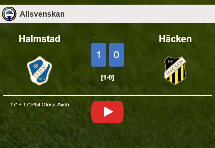 Halmstad conquers Häcken 1-0 with a goal scored by P. Ofosu-Ayeh. HIGHLIGHTS