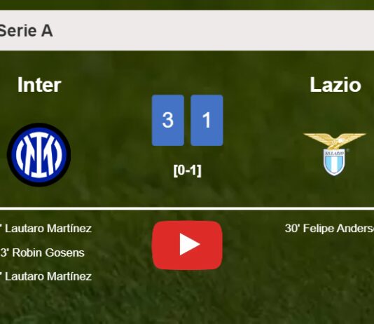 Inter overcomes Lazio 3-1 with 2 goals from L. Martínez. HIGHLIGHTS