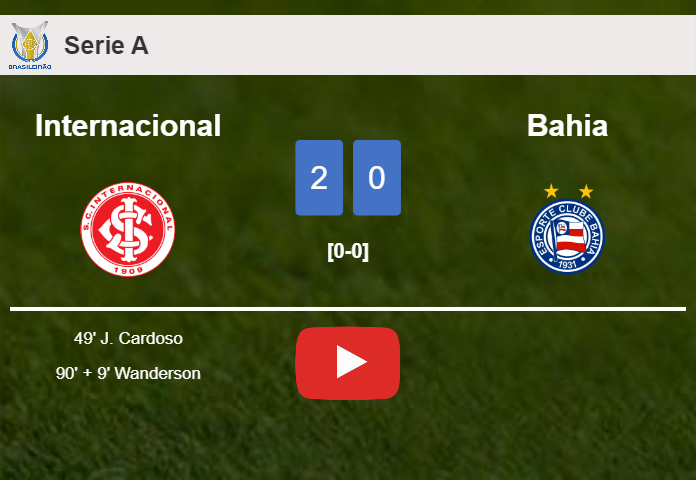 Internacional beats Bahia 2-0 on Sunday. HIGHLIGHTS