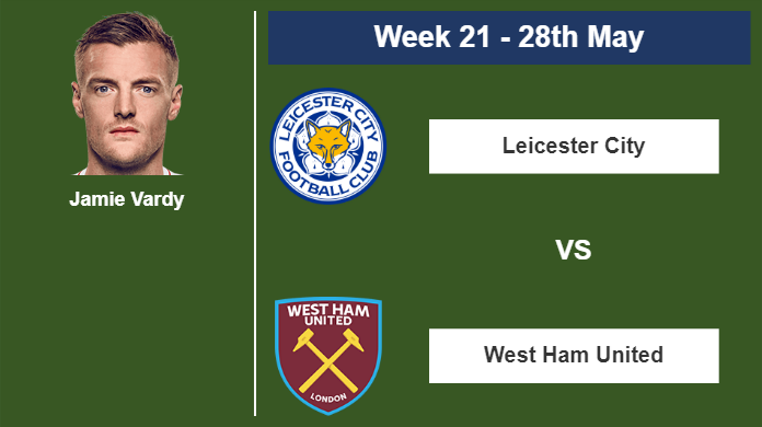 FANTASY PREMIER LEAGUE. Jamie Vardy statistics before competing vs West Ham United on Sunday 28th of May for the 21st week.