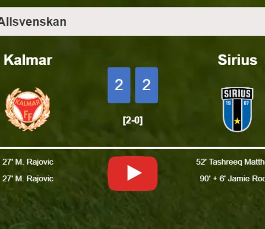 Sirius manages to draw 2-2 with Kalmar after recovering a 0-2 deficit. HIGHLIGHTS