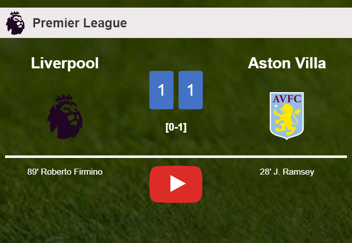 Liverpool clutches a draw against Aston Villa. HIGHLIGHTS
