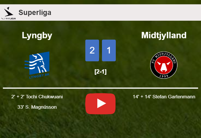 Lyngby overcomes Midtjylland 2-1. HIGHLIGHTS