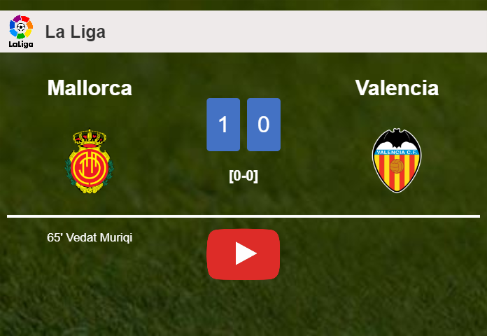 Mallorca overcomes Valencia 1-0 with a goal scored by V. Muriqi. HIGHLIGHTS