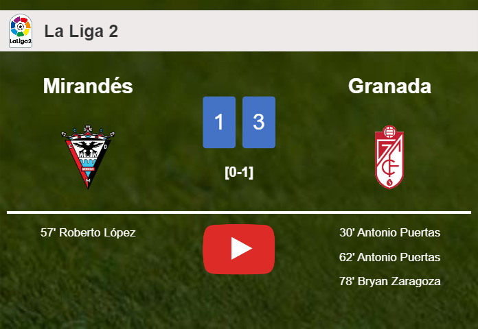 Granada overcomes Mirandés 3-1. HIGHLIGHTS