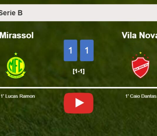Mirassol and Vila Nova draw 1-1 on Saturday. HIGHLIGHTS