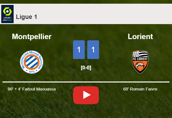 Montpellier grabs a draw against Lorient. HIGHLIGHTS