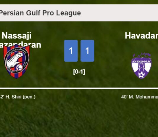 Nassaji Mazandaran and Havadar draw 1-1 on Saturday