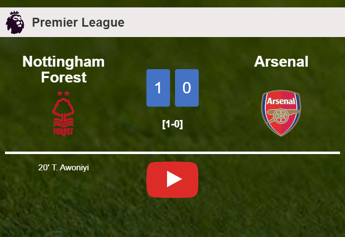 Nottingham Forest overcomes Arsenal 1-0 with a goal scored by T. Awoniyi. HIGHLIGHTS