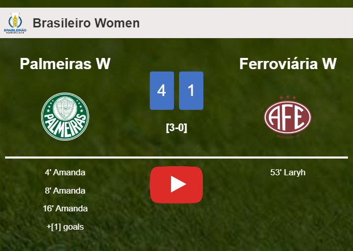Palmeiras W estinguishes Ferroviária W 4-1 with a superb match. HIGHLIGHTS