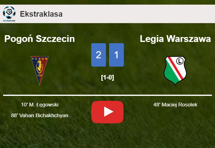 Pogoń Szczecin seizes a 2-1 win against Legia Warszawa. HIGHLIGHTS