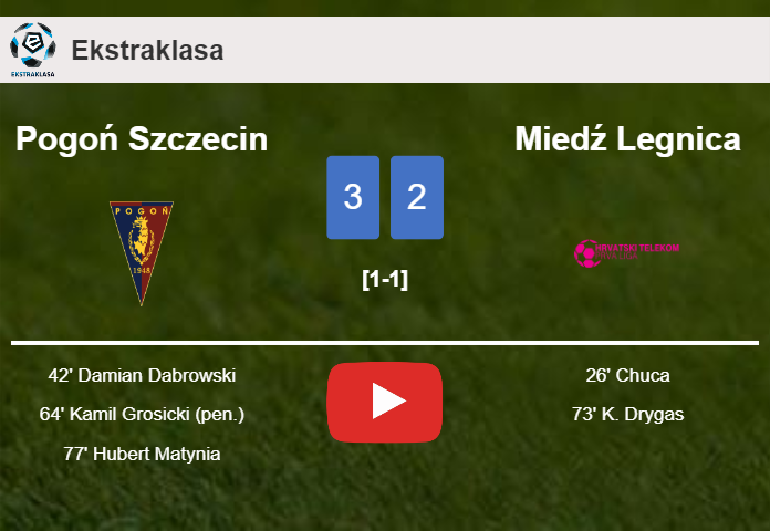 Pogoń Szczecin beats Miedź Legnica 3-2. HIGHLIGHTS