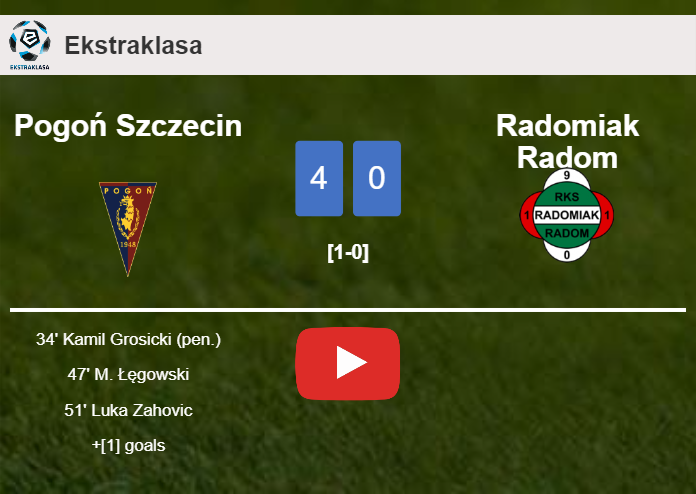 Pogoń Szczecin demolishes Radomiak Radom 4-0 with a fantastic performance. HIGHLIGHTS
