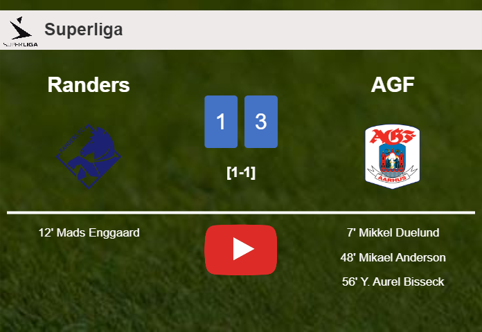 AGF beats Randers 3-1. HIGHLIGHTS