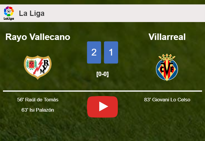 Rayo Vallecano beats Villarreal 2-1. HIGHLIGHTS