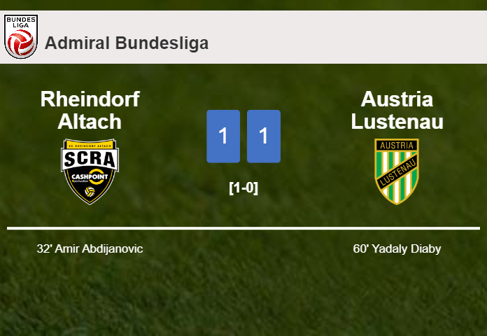 Rheindorf Altach and Austria Lustenau draw 1-1 on Saturday