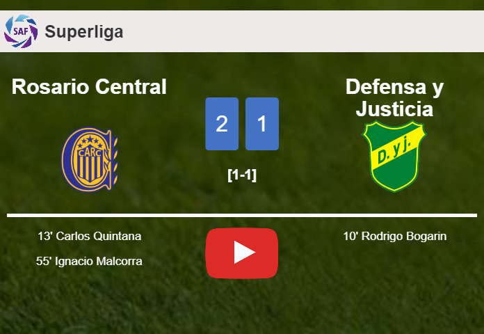 Rosario Central recovers a 0-1 deficit to beat Defensa y Justicia 2-1. HIGHLIGHTS
