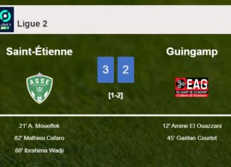 Saint-Étienne overcomes Guingamp after recovering from a 1-2 deficit