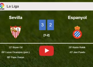 Sevilla prevails over Espanyol after recovering from a 1-2 deficit. HIGHLIGHTS