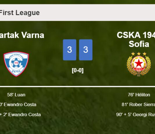 Spartak Varna and CSKA 1948 Sofia draws a hectic match 3-3 on Wednesday