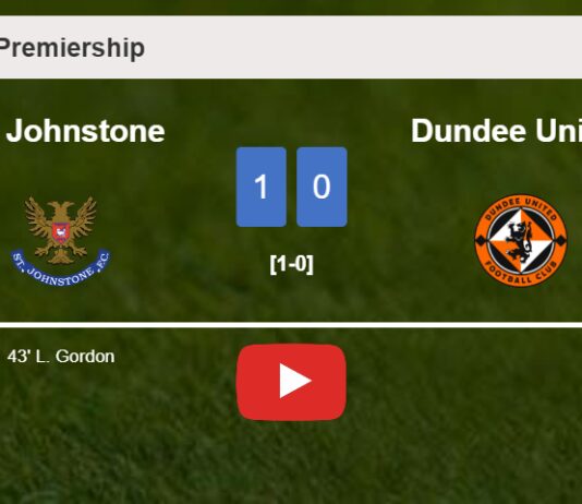 St. Johnstone tops Dundee United 1-0 with a goal scored by L. Gordon. HIGHLIGHTS