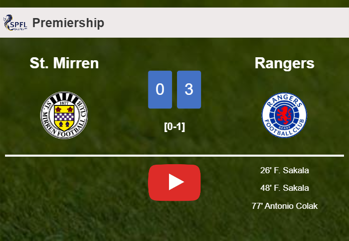 Rangers defeats St. Mirren 3-0. HIGHLIGHTS