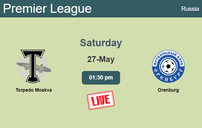How to watch Torpedo Moskva vs. Orenburg on live stream and at what time