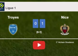 Nice prevails over Troyes 1-0 with a goal scored by H. Boudaoui. HIGHLIGHTS