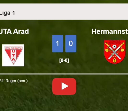 UTA Arad prevails over Hermannstadt 1-0 with a goal scored by Roger. HIGHLIGHTS